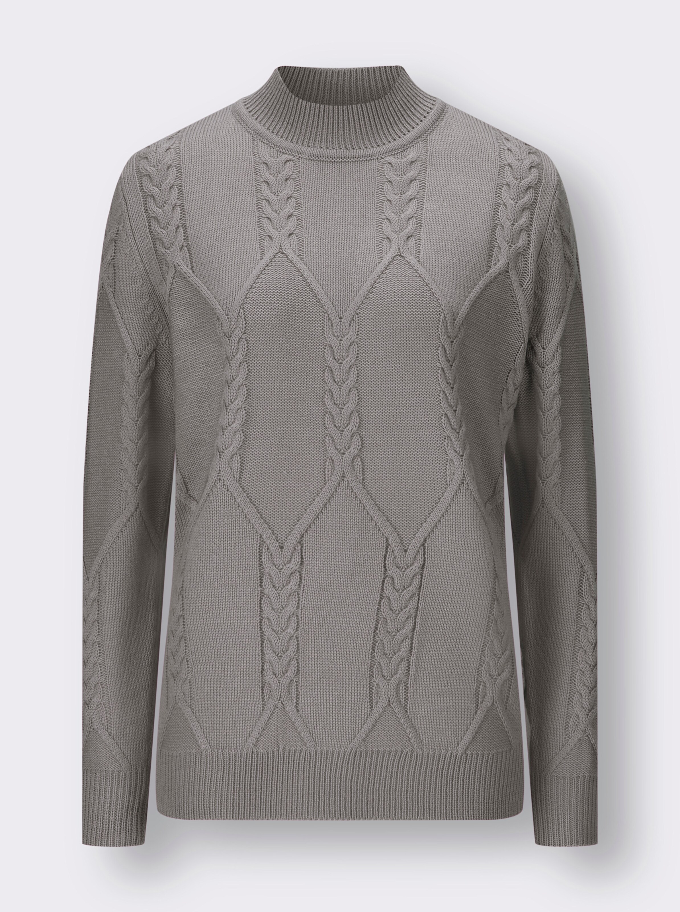Langarm-Pullover mit Zopfmuster