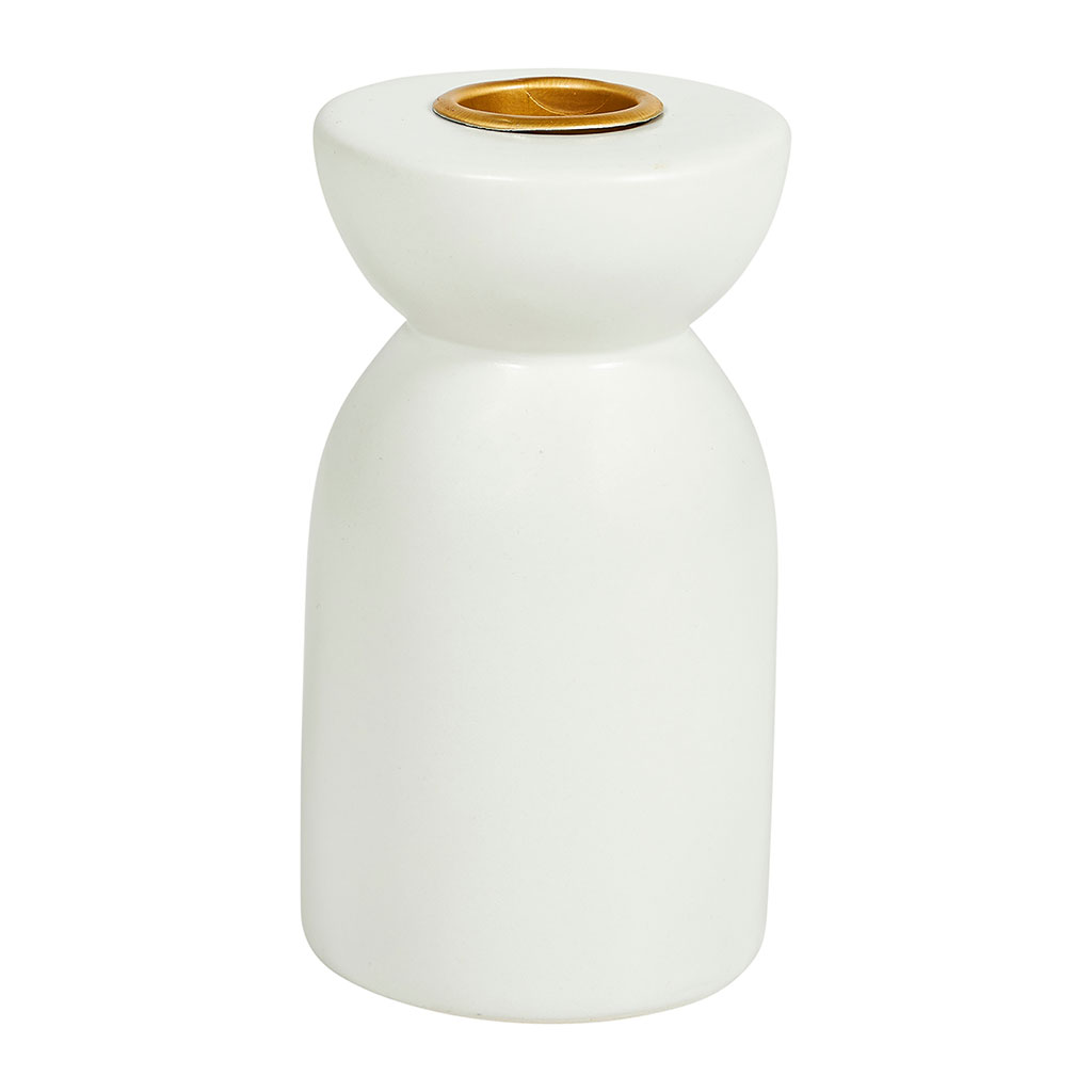 Bougeoir dolomite blanc H 11cm