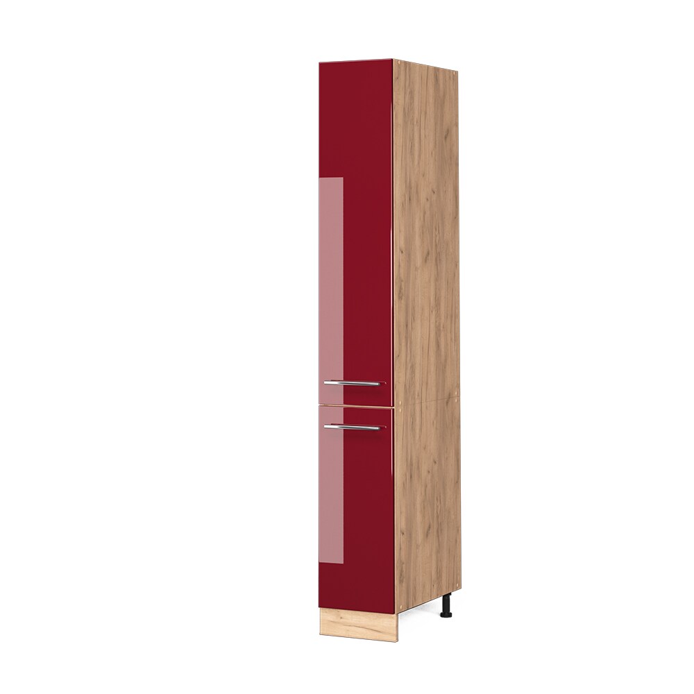 Vicco Apothekerhochschrank Küchenschrank Küchenmöbel Fame-Line Eiche Rot Bordeaux modern 30 cm Küche Einbauküche Einschübe Aufbewahrung Küchenzeile Hochglanz