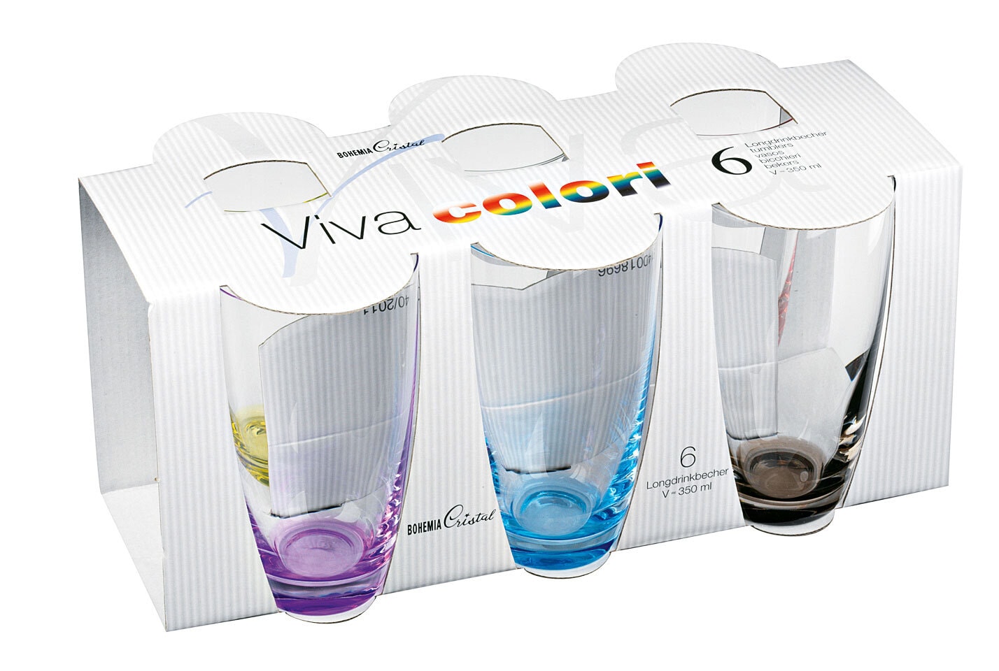 Longdrinkgläser Viva Colori 6er Set 350 ml mehrfarbig Kristallglas