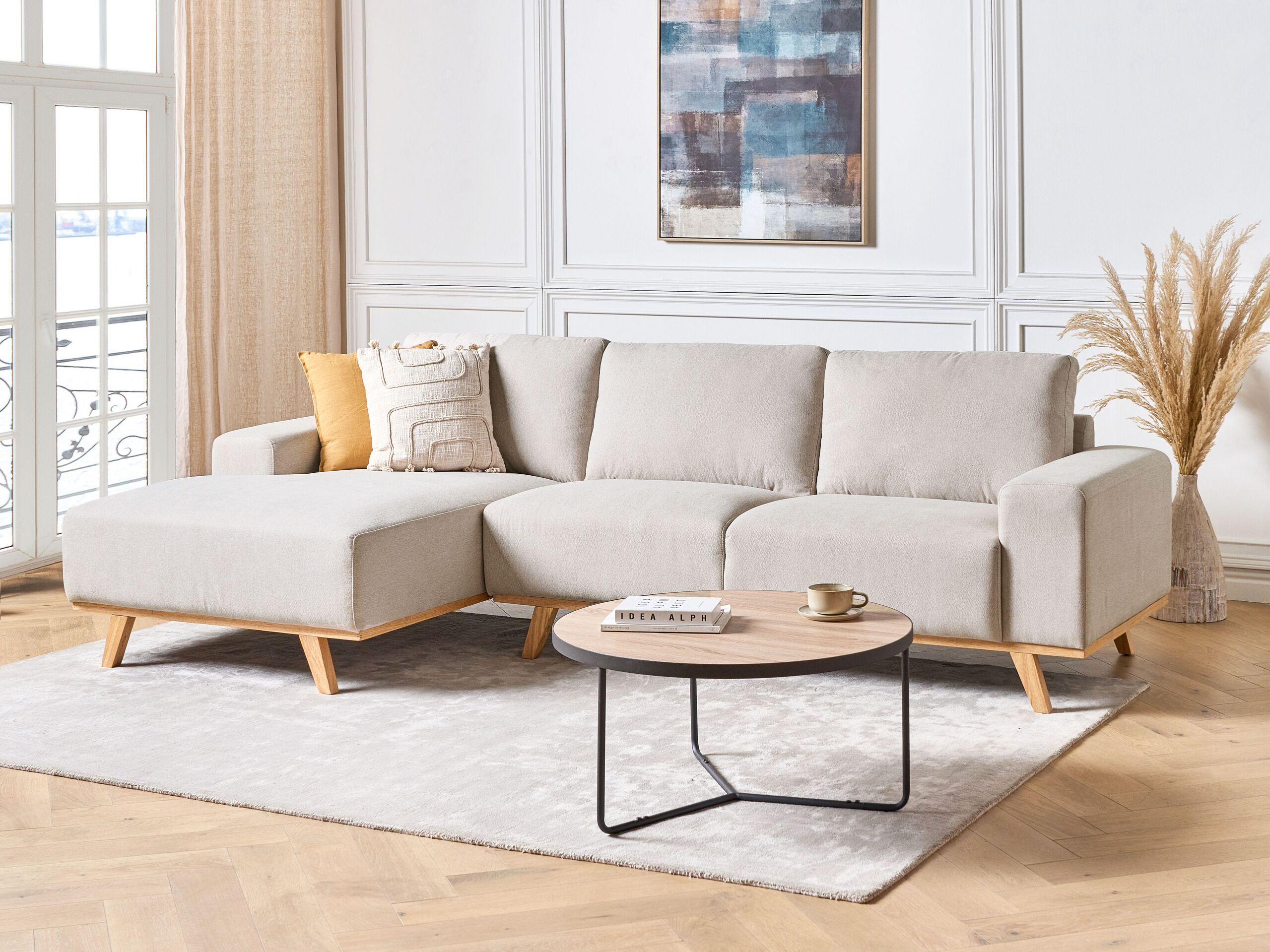 Beliani - NORA - Hoekbank - Beige - Rechtszijdig - Polyester