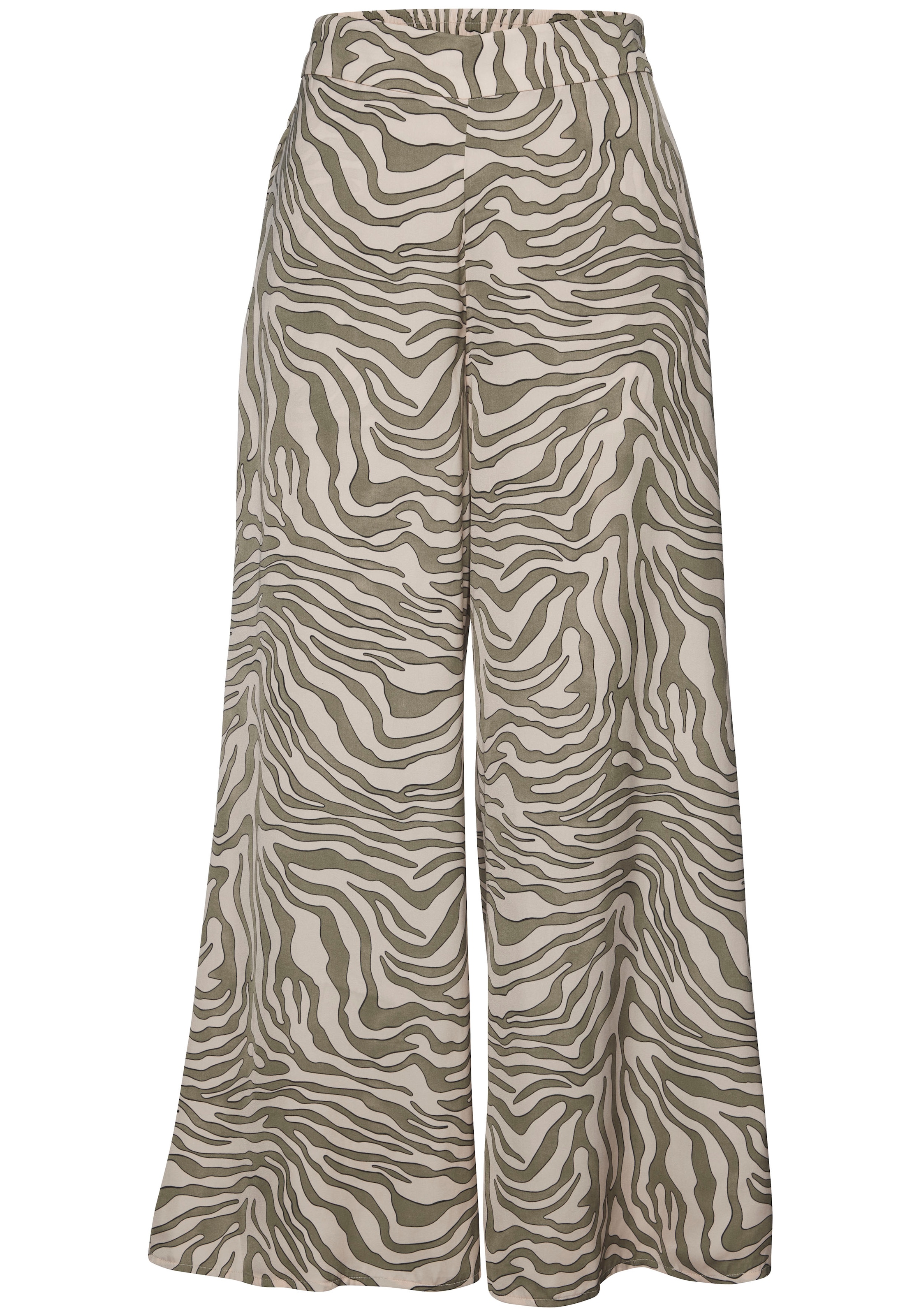 LASCANA Webhose  aus Satin mit Animaldruck, luftige Stoffhose mit Taschen, Strandhose