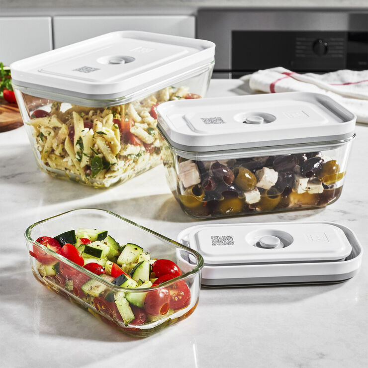 Zwilling Fresh & Save Vakuum beholdersæt 3d i glas. S,M, L Transparent & hvid