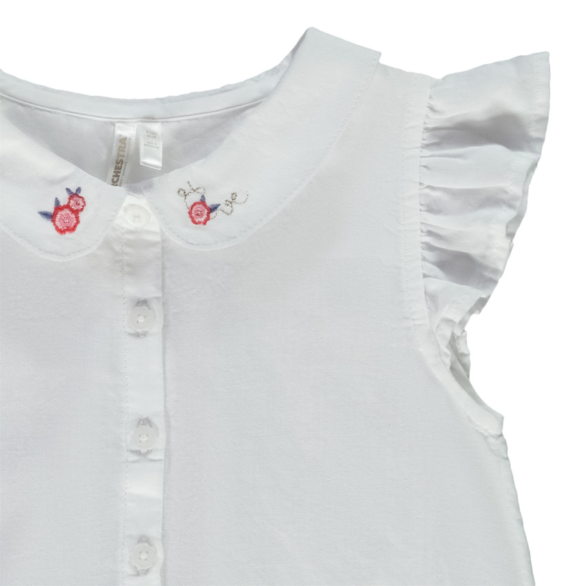 Chemise sans manches col claudine brodé pour bébé fille