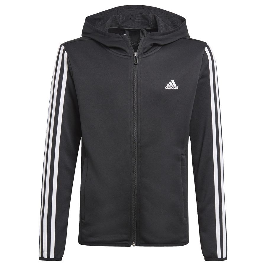adidas Sweat à Capuche Designed to Move 3-Stripes - Noir/Blanc Enfant