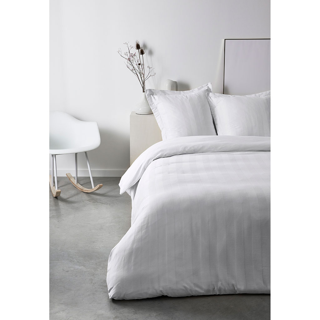Parure housse de couette unie satin de coton craie 240x260cm