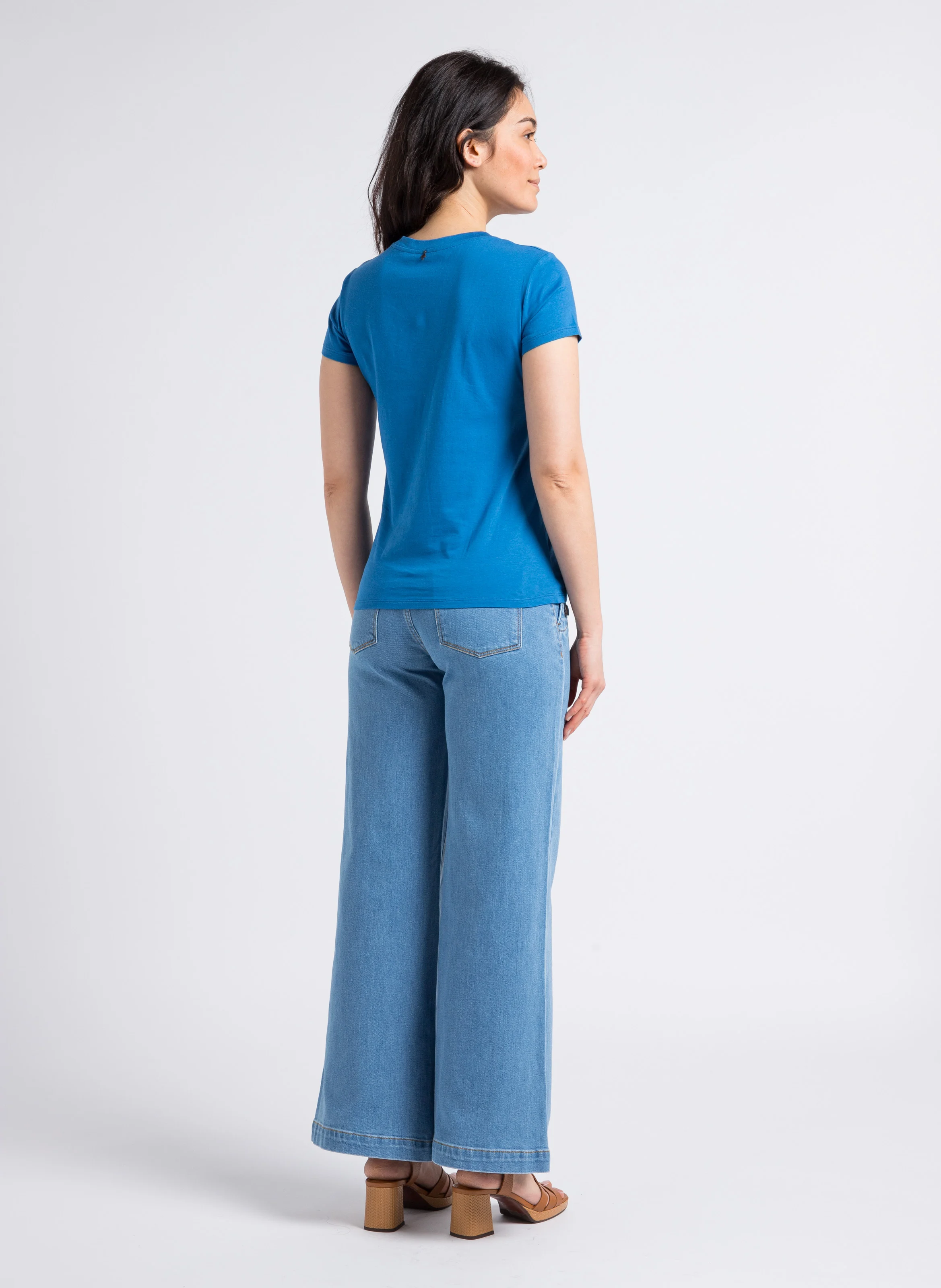 LE HAILEY - Jean large en deim délavé | Bleu