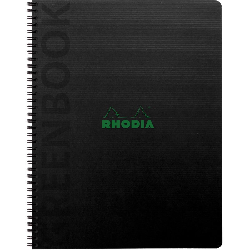 Cahier spirale Rhodia Greenbook A4+ 22,5 x 29,7 cm - petits carreaux - perforé 4 trous - 160 pages - couverture carte souple