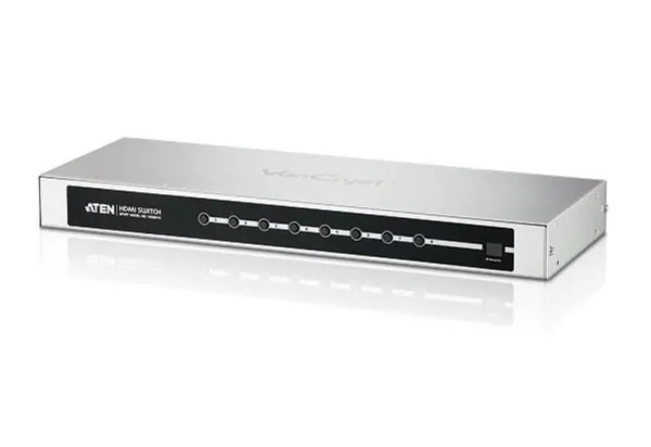 ATEN HDMI-switch med fjernbetjening, 8-vejs, HDMI 1.3b Skifter HDMI-signalet fra 8 billedkilder til 1 monitor / tv-apparat (VS0801H)