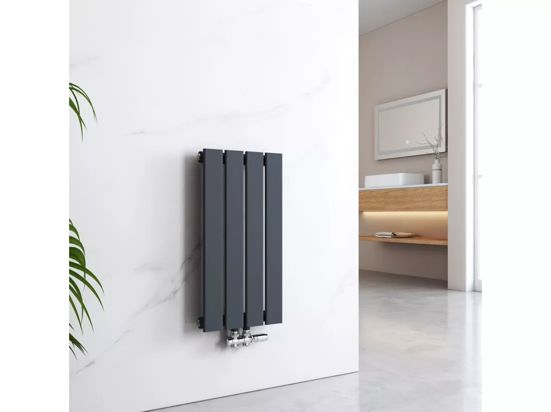 EMKE Radiateur à Eau Chaude, Radiateur plat seule couche connexion centrale, Anthracite 60x30cm