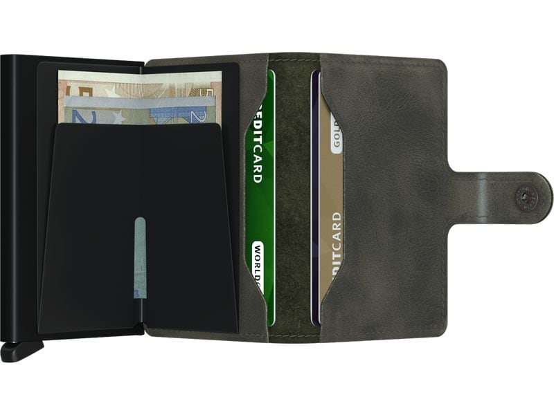 SECRID Portemonnaie Miniwallet Vintage Olive Black Noten- und Karten-Portemonnaie mit RFID-Schutz