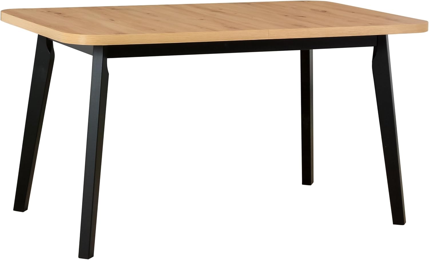 Ausziehbarer Esstisch- Oval- Esszimmertisch- Küchentisch-Hölzerne Beine in Schwarz - Tischplatte in Artisan- Moderner Stil- Für 6-8 Personen, 80x 140-180