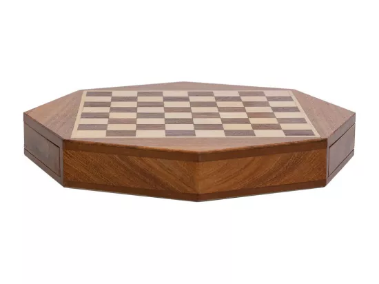 Échiquier magnétique avec tiroir pour pièces en bois marron d22,5x5h