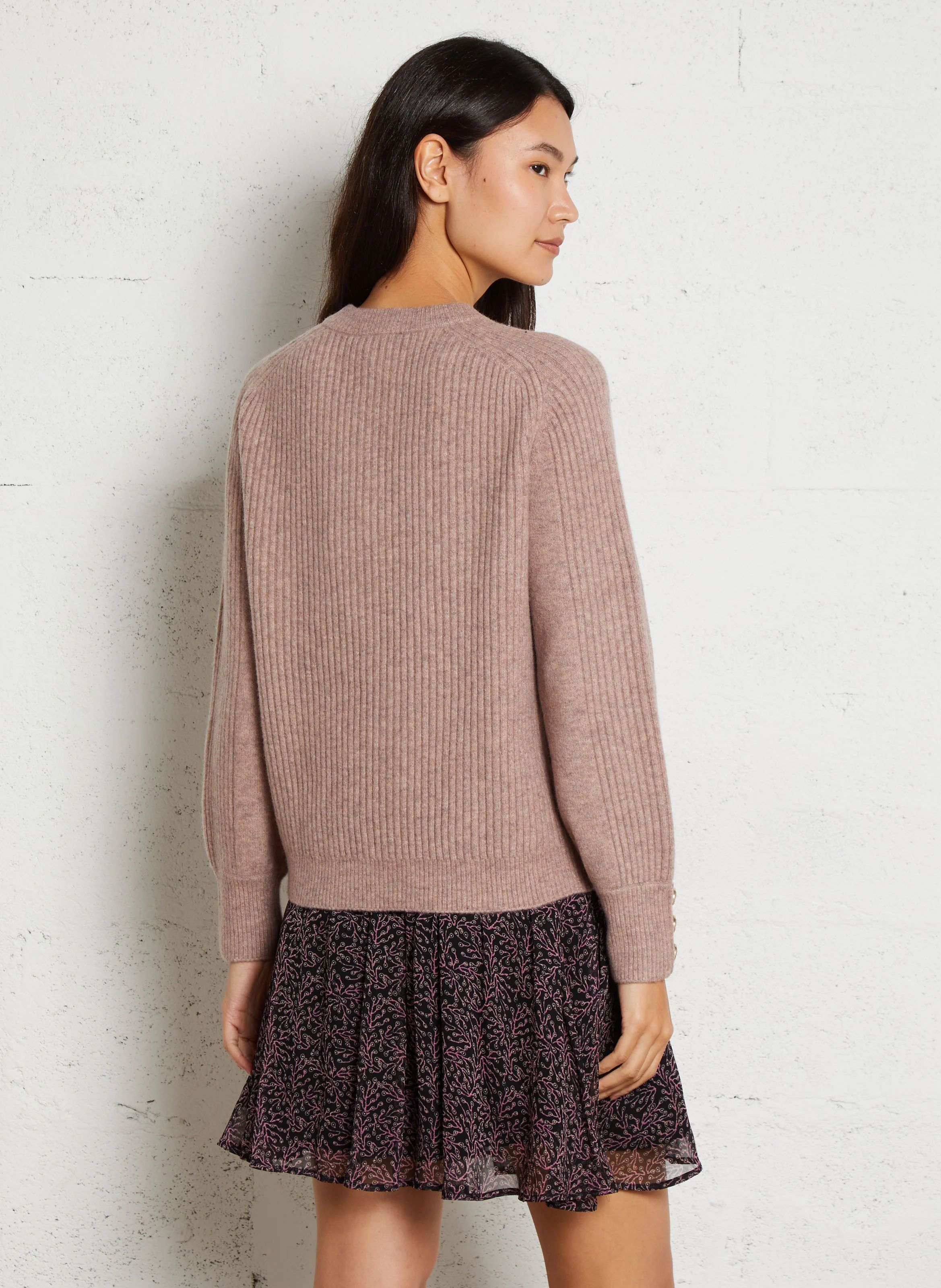 CAPUCINE - Pull ample côtelé | Rose