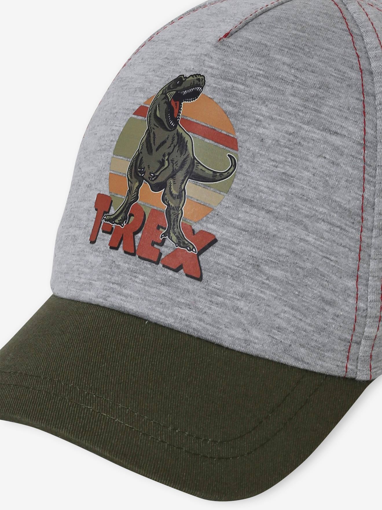 Boné T-Rex infantil, cinza mesclado