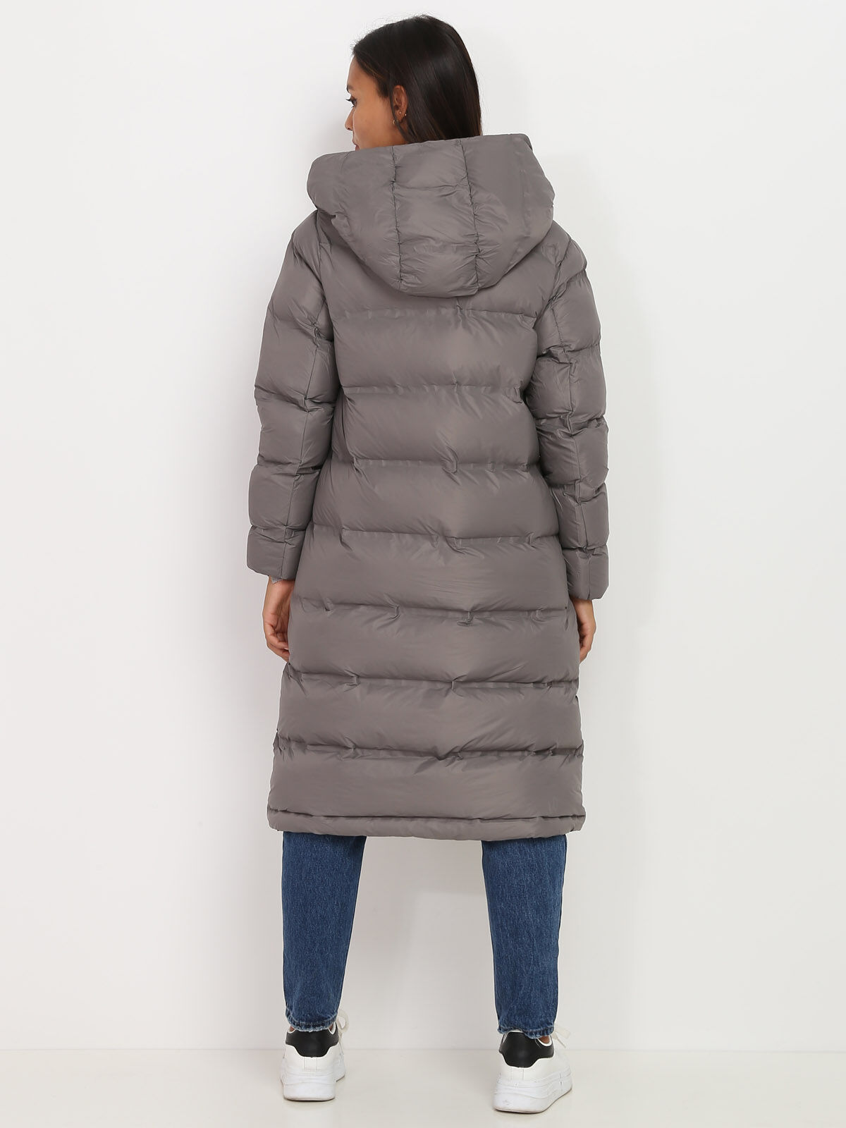 Doudoune matelassée à capuche- Gris