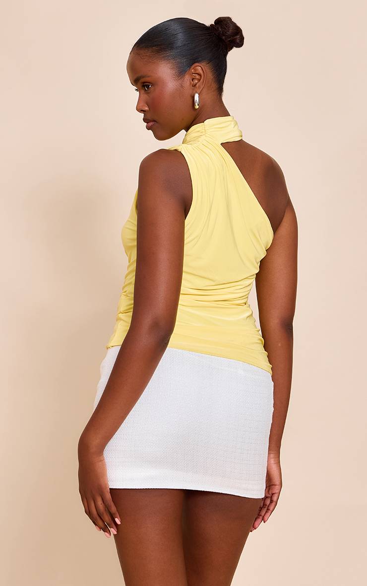Citron Top Long À Détail De Col Double Couche Et Détail Froncé