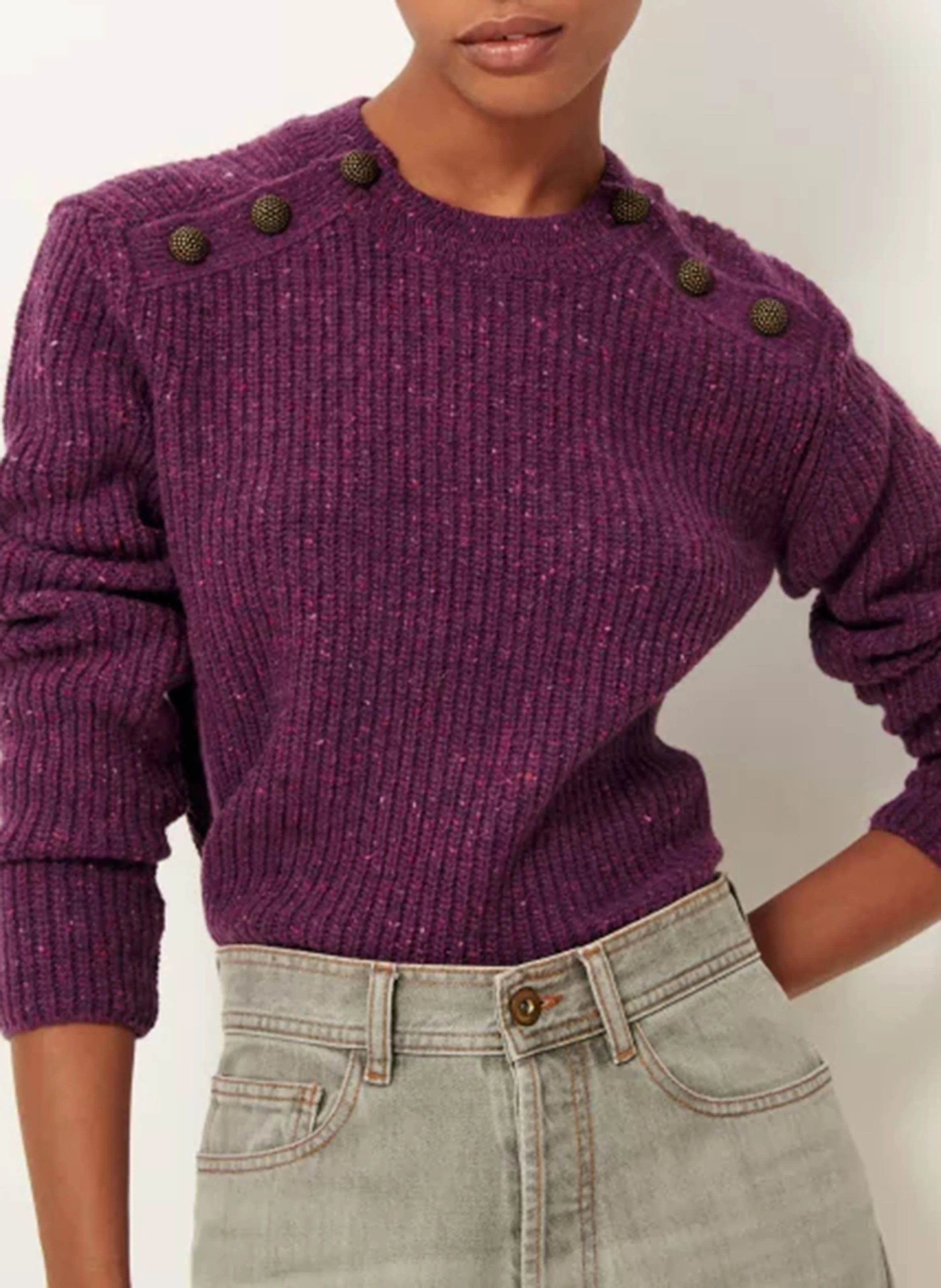MAGELLAN - Pull droit col rond en laine mélangée | Violet