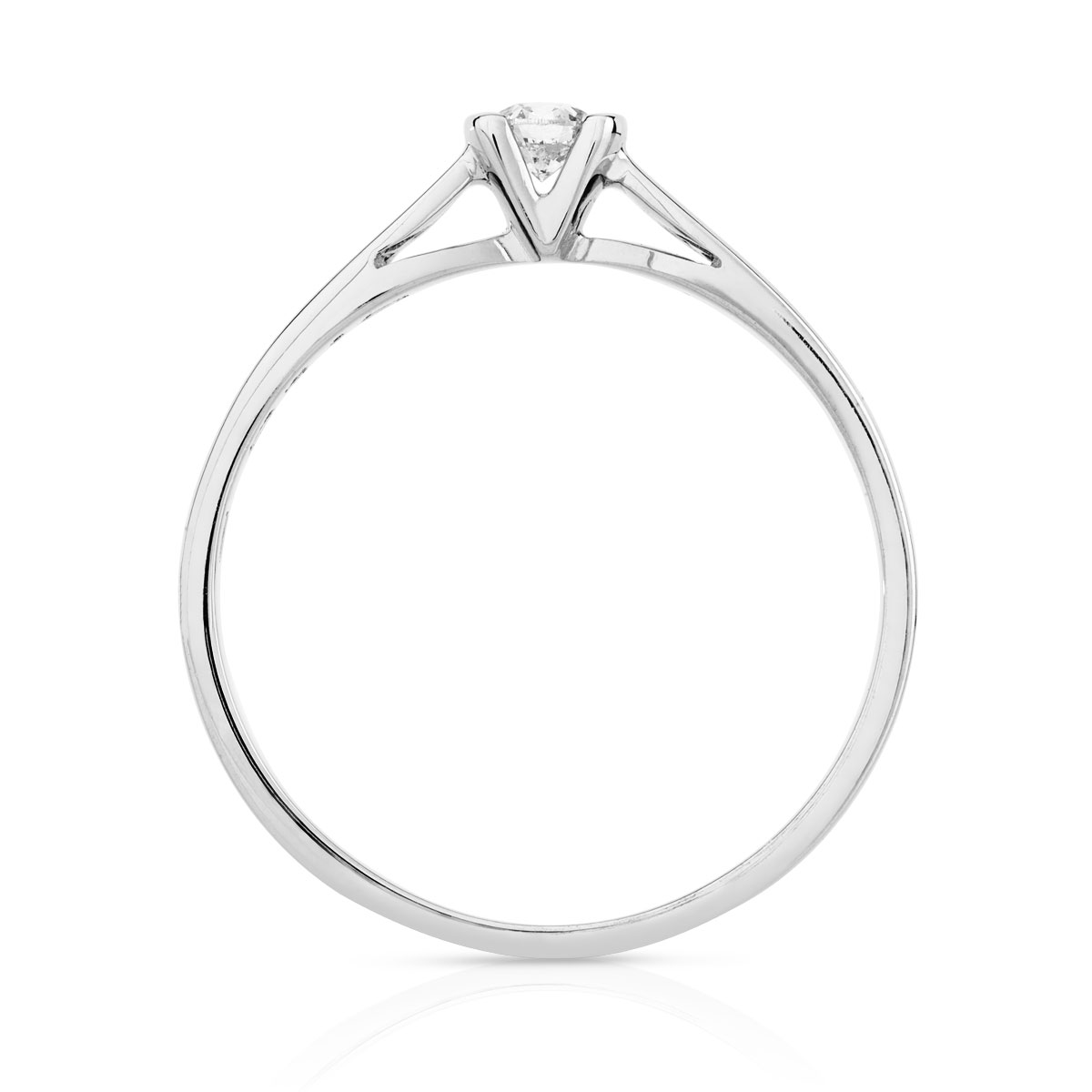 Bague solitaire or blanc 750 diamant synthétique 0.10 carat