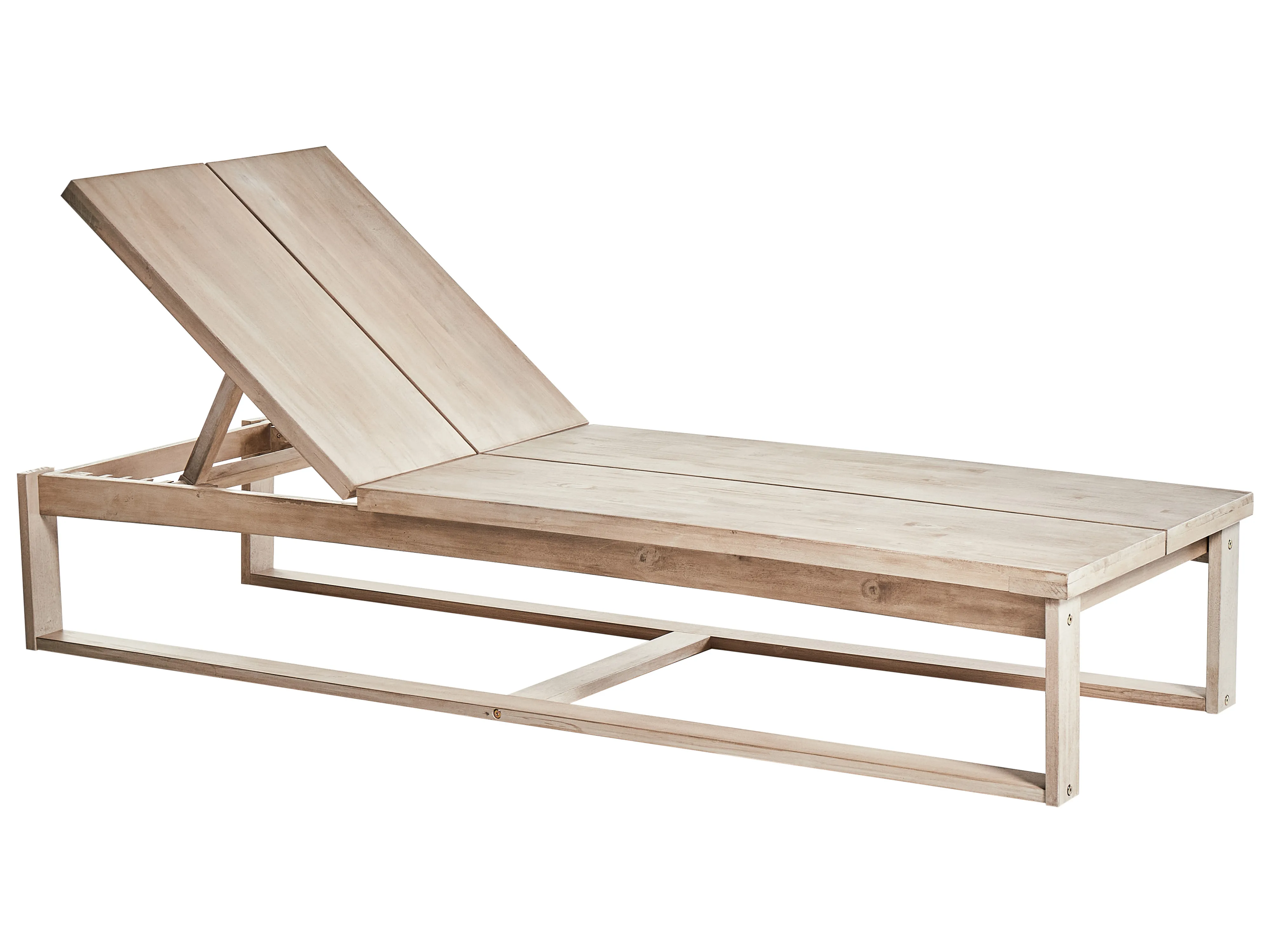 Set van 2 ligstoelen met kussens AZZANELLO Acaciahout Gebroken wit