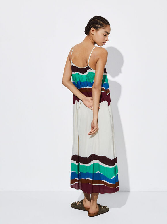 Vestido midi estampado - Multicolorido