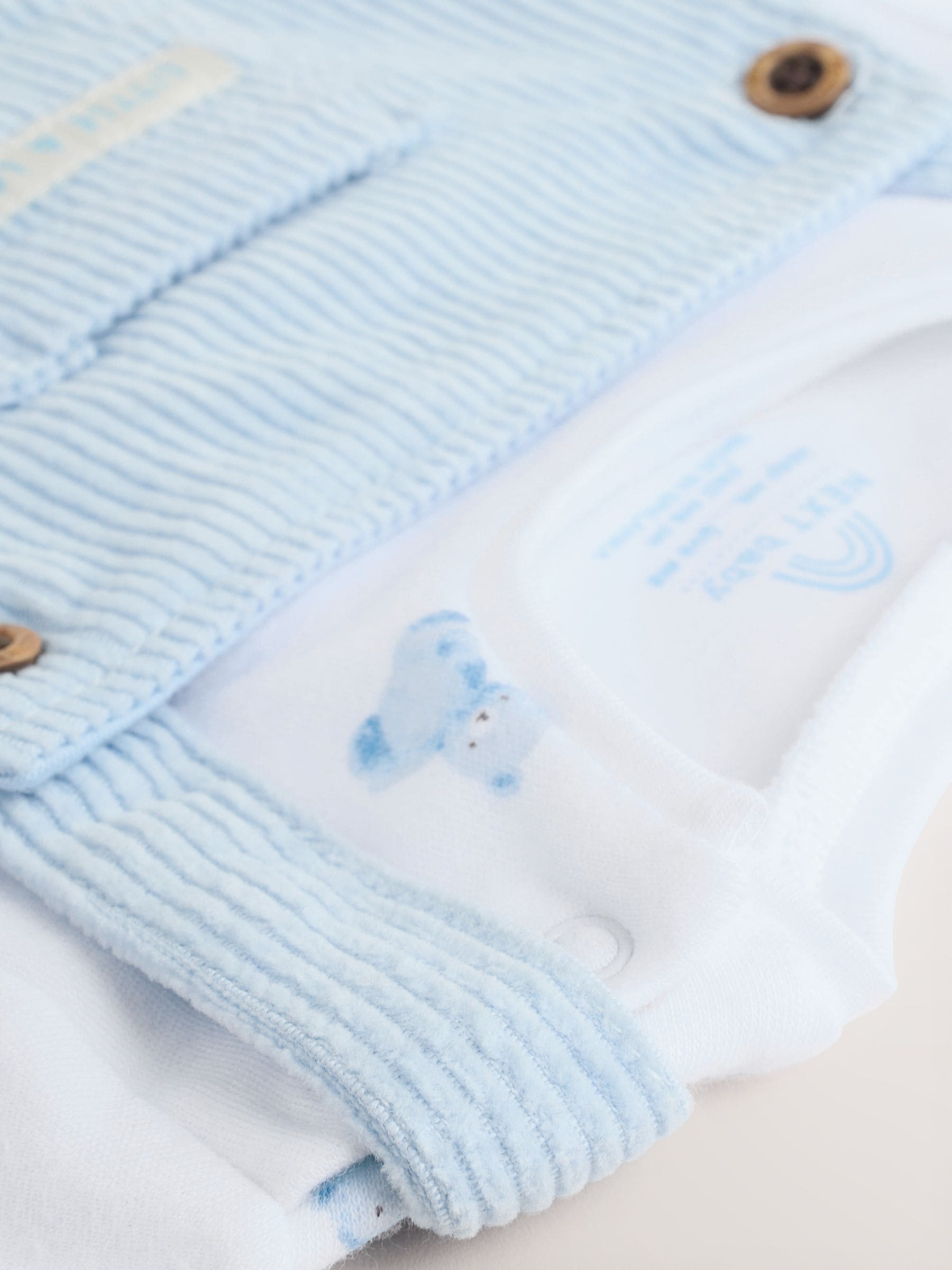 Blauw met beren - Babyset van tuinbroek en rompertje (0mnd-2jr)