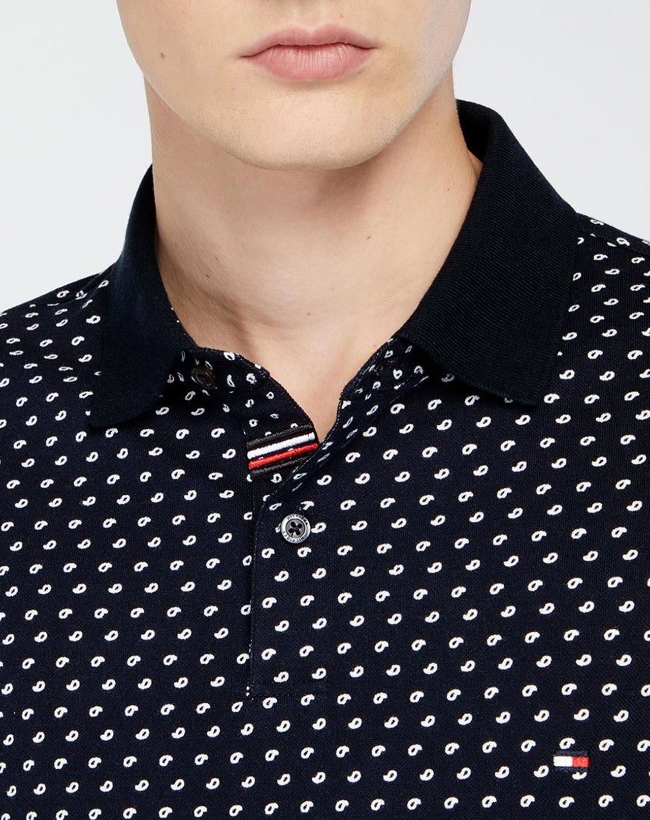 Tommy Hilfiger Polo slim micro imprimé bleu nuit
