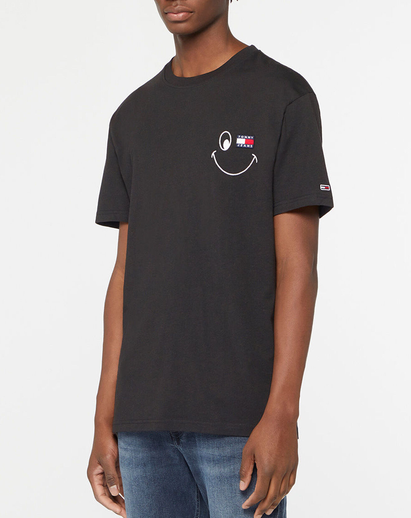 Tommy Jeans T-Shirt 100% Coton Bio Smiley Badge noir