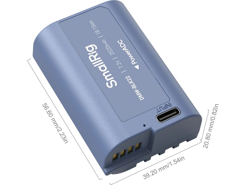 Smallrig Digitalkamera-Akku DMW-BLK22 USB-C Blau USB-C aufladbarer Kamera-Akku