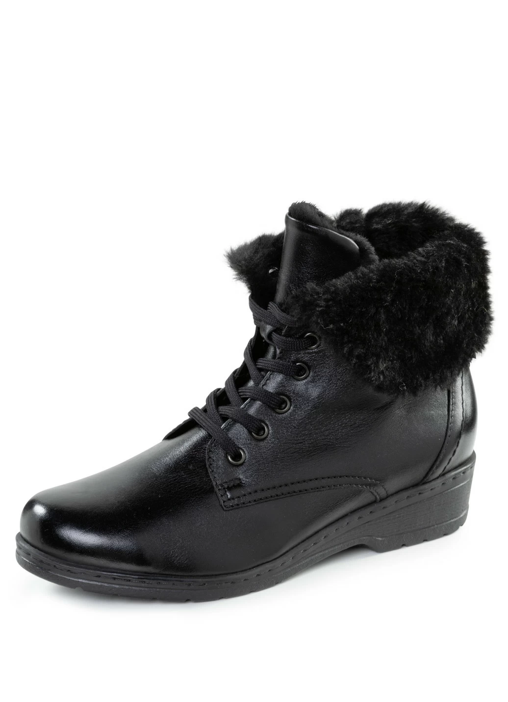 ELENA EDEN Schnür-Stiefelette mit umschlagbarem Lammfellkragen