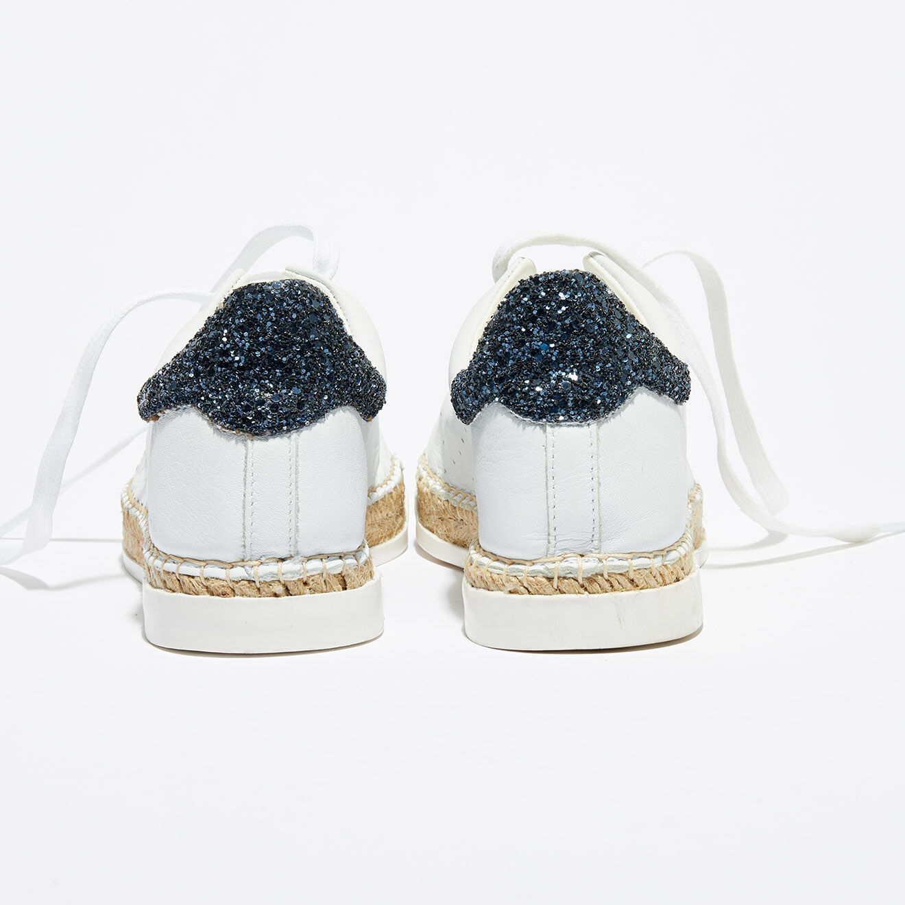 Canal Saint Martin Basket espadrilles en Cuir Lancry Glitter blanc/bleu