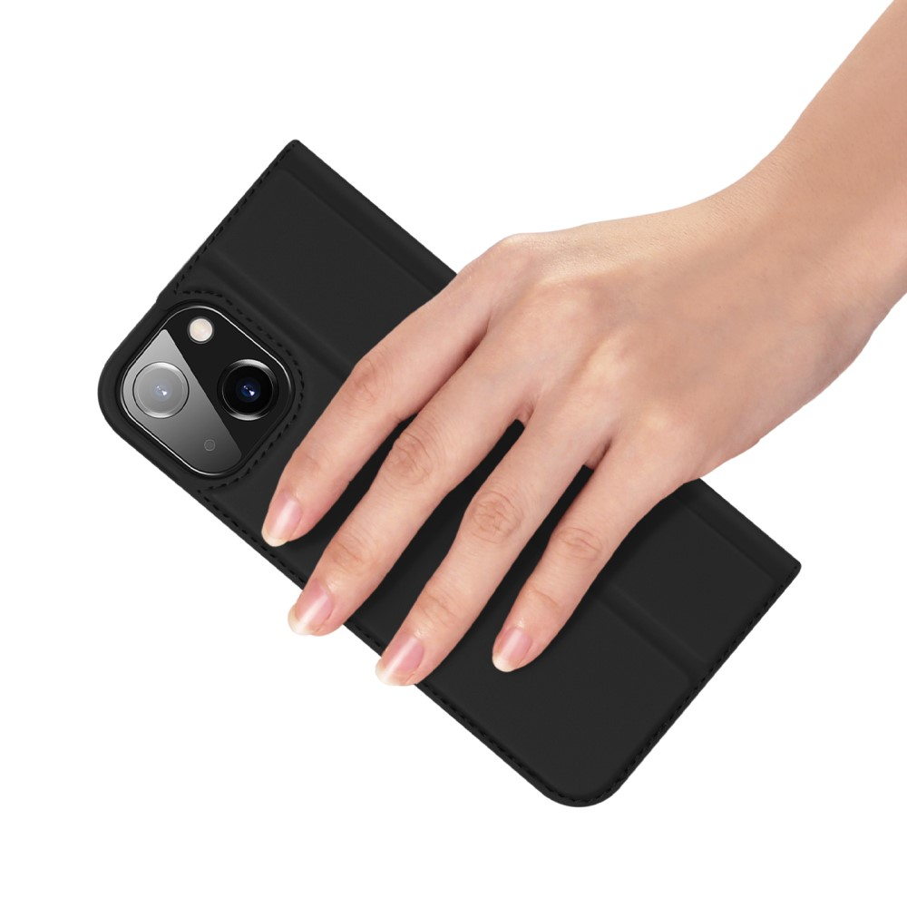 iPhone 13 Flip Wallet Cover Leder Tasche - Schwarz