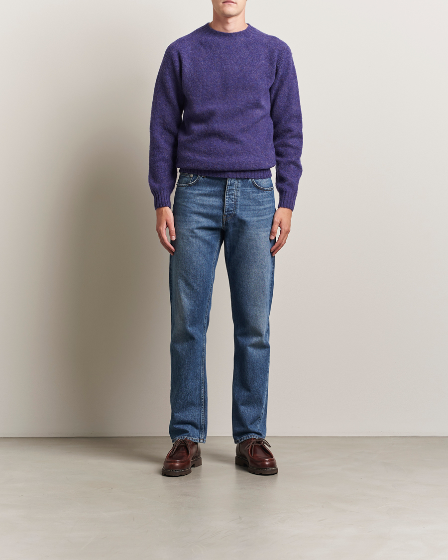 Harley Of Scotland Brushed Supersoft Lambswool Crewneck Iris