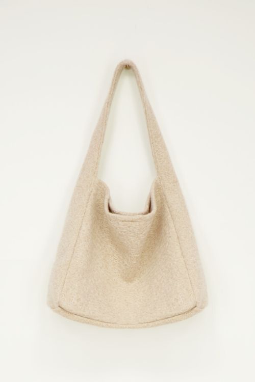 Beige boucle shopper