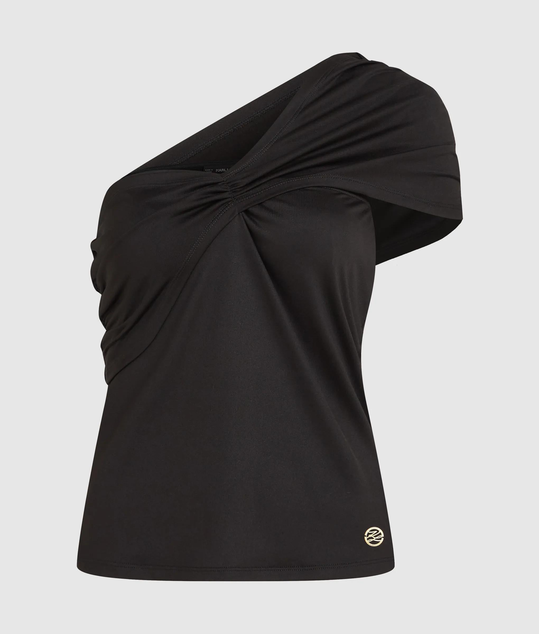 Gedrapeerd t-shirt met één schouder