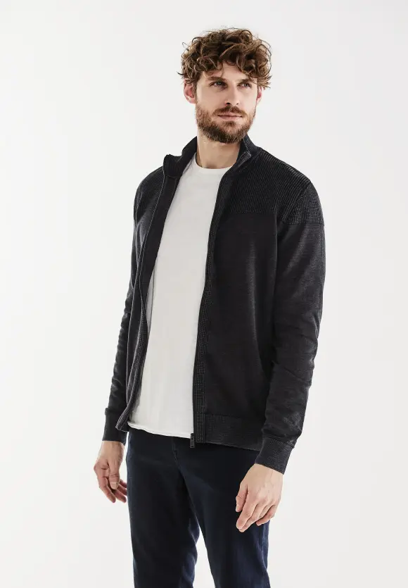 Zipper Strickjacke - faded black