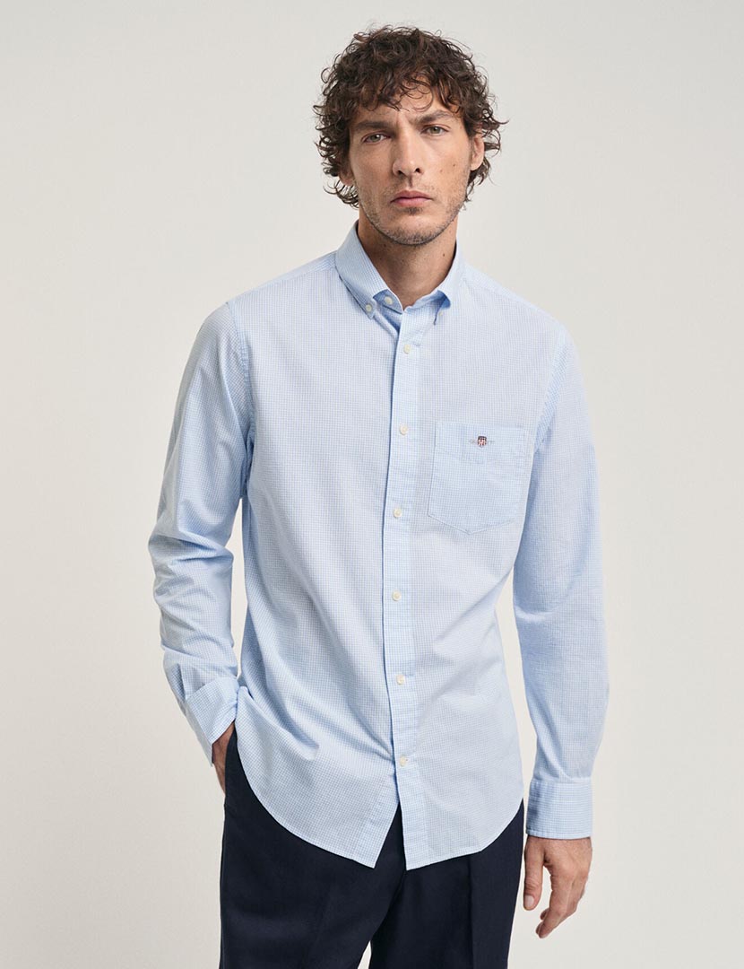 Regular Fit Gingham Blue Shirt
