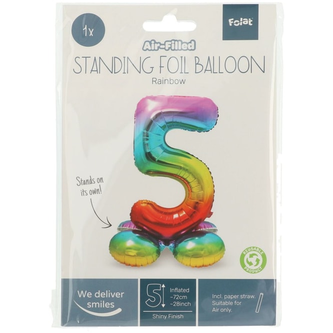 Folienballon - Zahl 5 - Rainbow