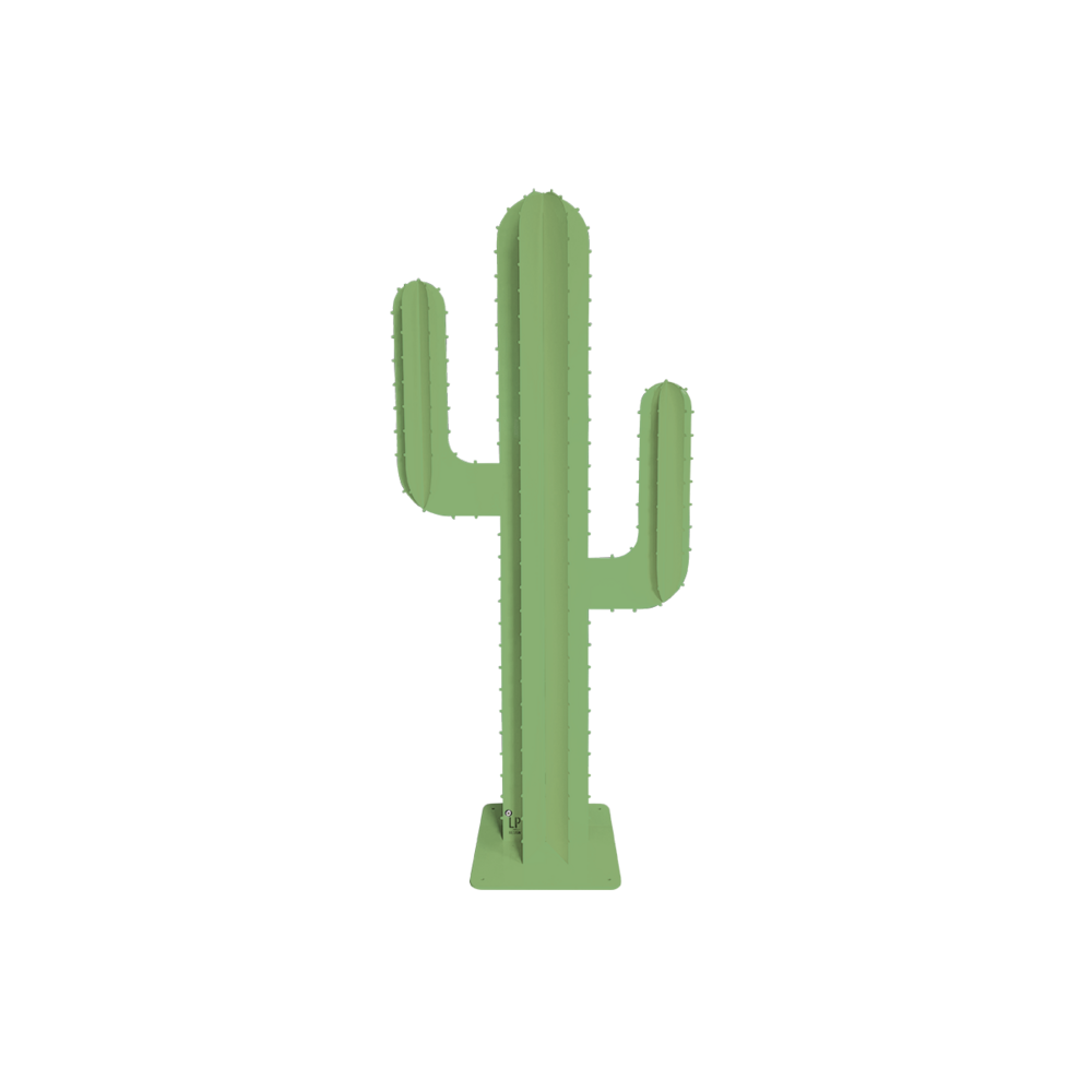 Cactus de jardin 2 branches 6 feuilles aluminium vert tilleul h 1,20m