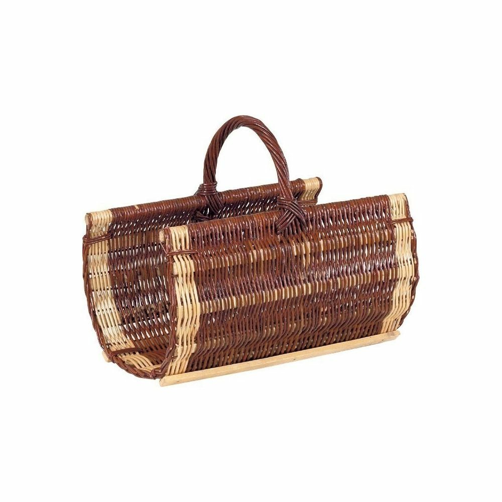 Panier à bûches en osier brut et écorcé