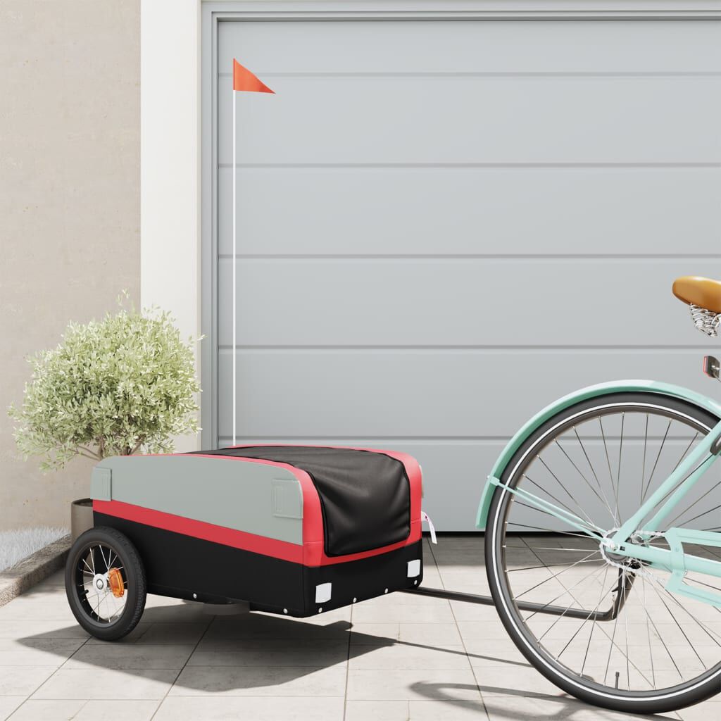 vidaXL Fietskar, zwart en rood, 30 kg, ijzer