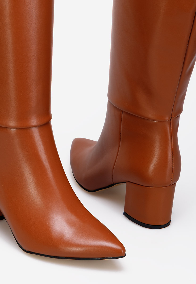 Bottes à talon carré brunes Daxa