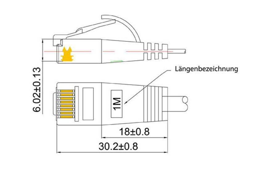 Slimpatchkabel RJ-45 - RJ-45, Cat 6, UTP, 1 m, GrauUnscreened/Unshielded Twisted-Pair-Kabel (UTP) mit Klinkenschutz