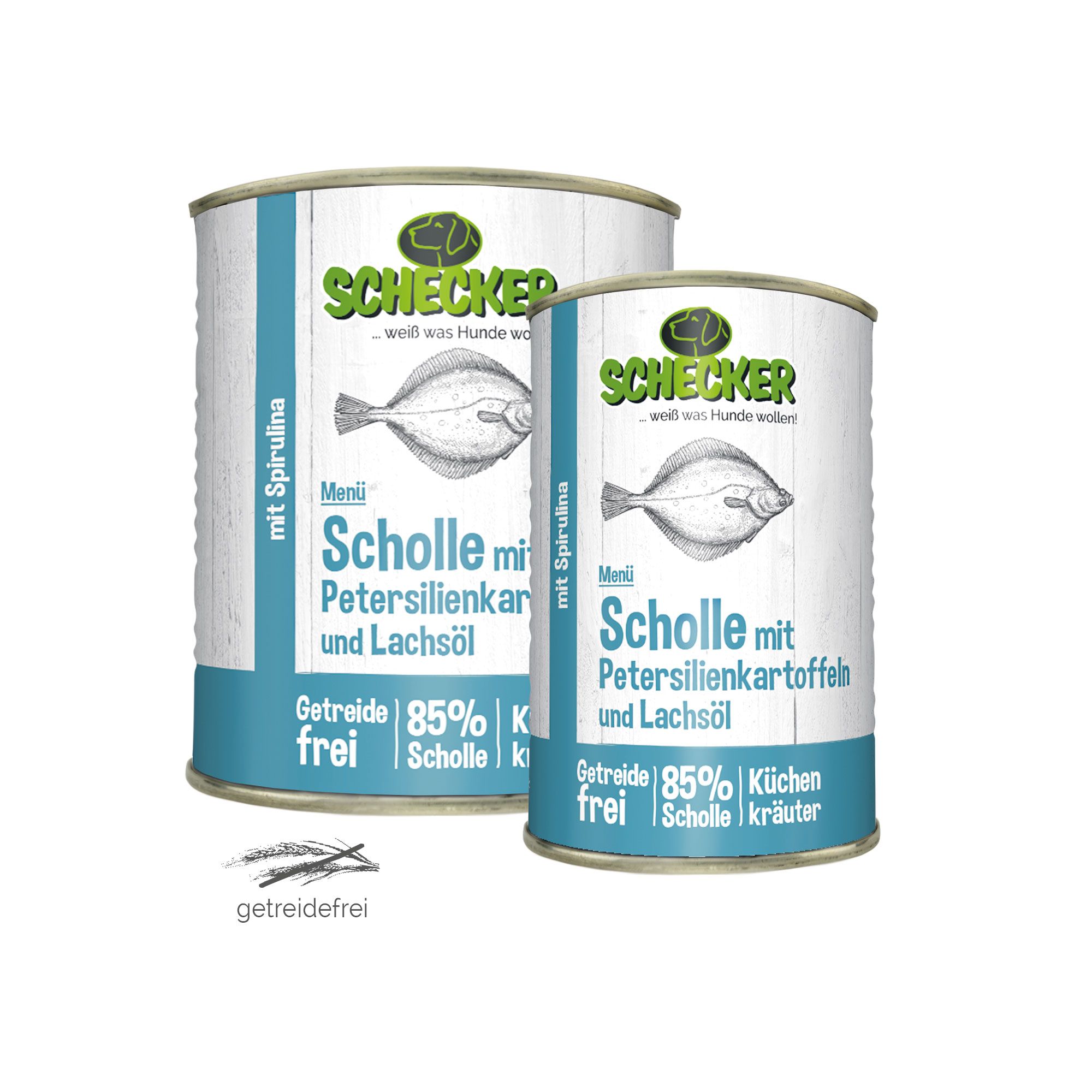 Schecker Hundemenü Scholle mit Petersilienkartoffeln und Lachsöl - Nassfutter