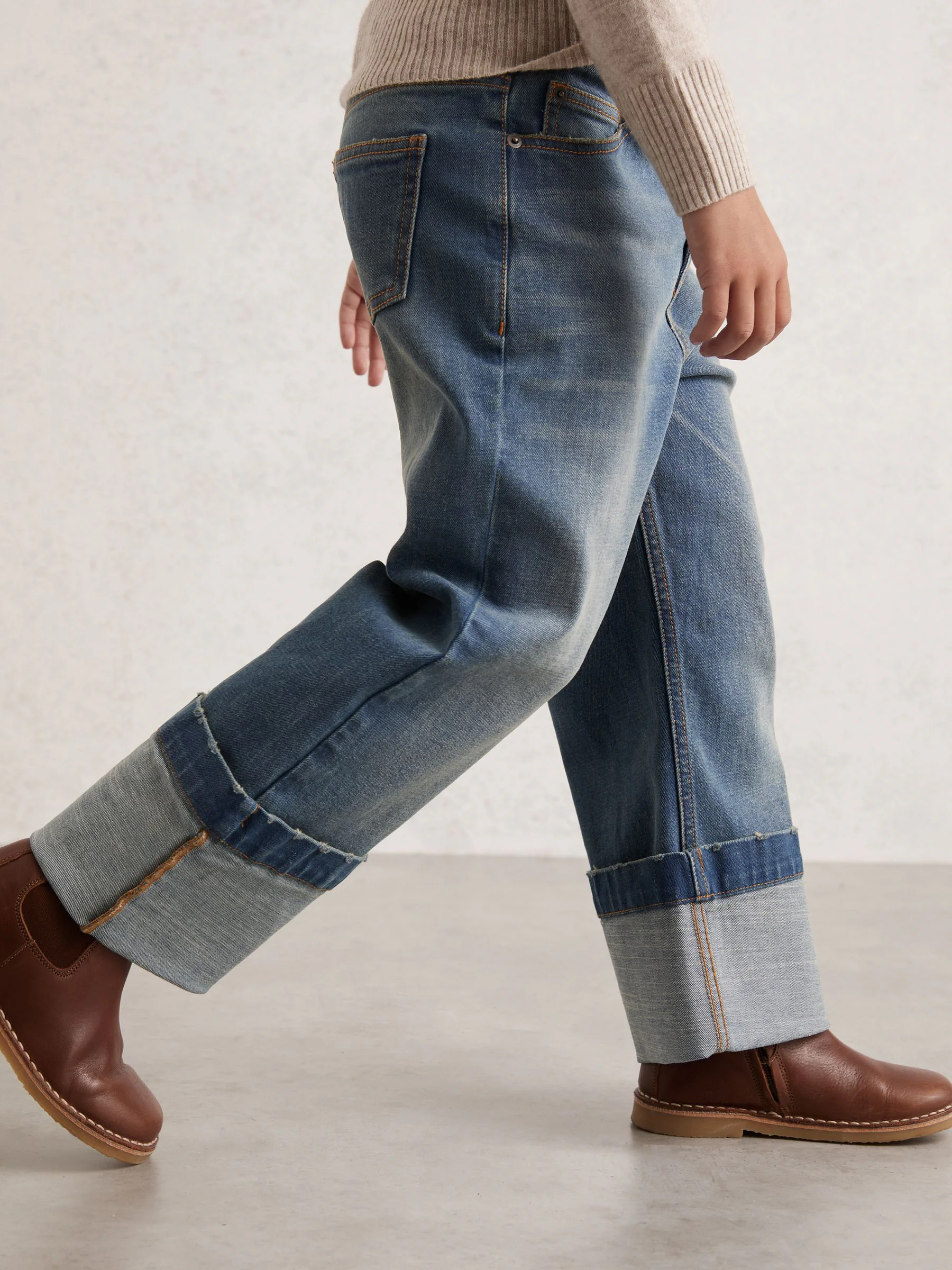 Reiss Belinda Straight-Leg Turn-Up Jeans
