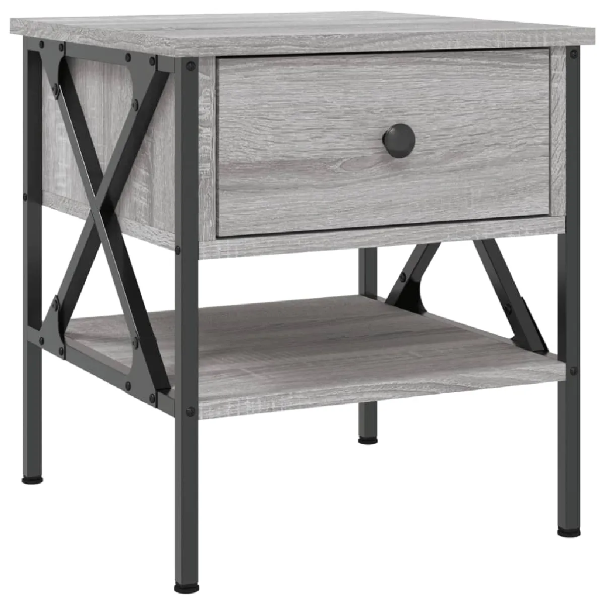 Vidaxl VIDA XL - Tables de chevet sonoma gris avec cadre en fer