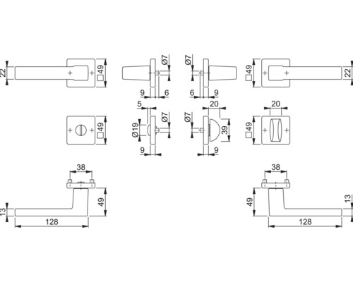 WC rozetset Hoppe 11790180 Austin 1769/843KV/843KVS zwart gepoedercoat
