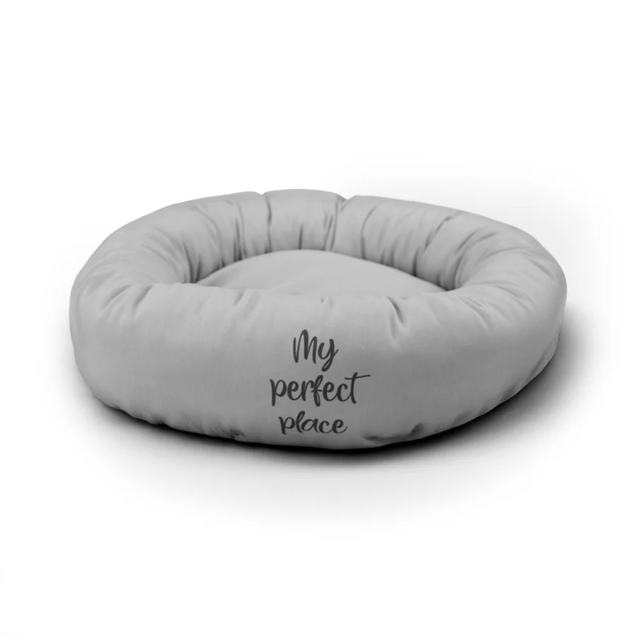 Cama para gatos Leeby Grey em formato de donut antiderrapante