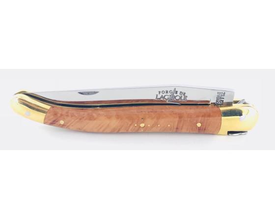 Laguiole Tradition 11 cm - 2 mitres Laiton - Bruyère Couteau de Poche Forge de Laguiole