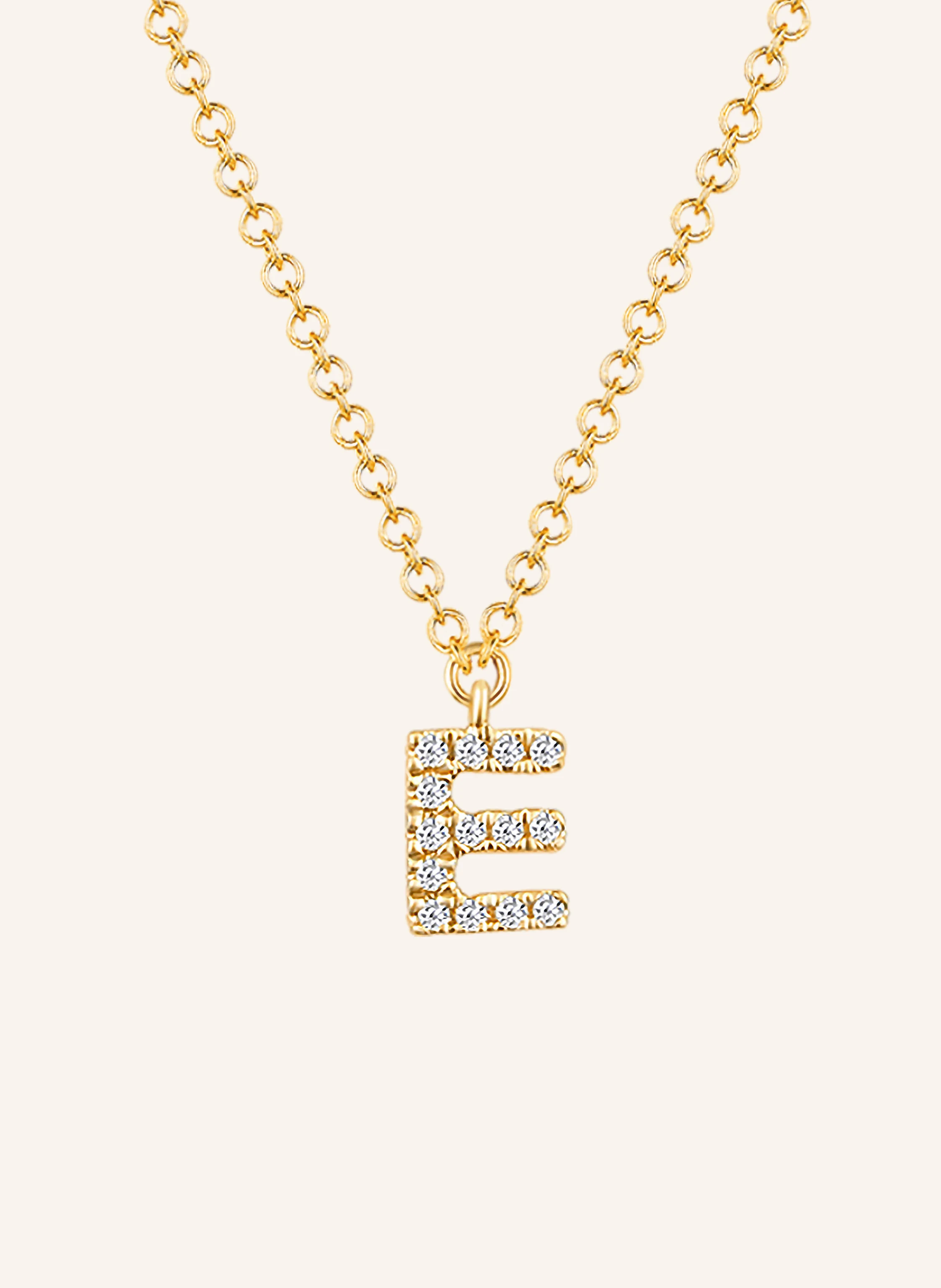 Leaf INITIALIEN Halskette „E“aus 14 Karat Gelbgold mit Diamanten